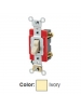 Leviton 1221-7LI - 20 Amp - 277 Volt - Toggle Lighted Handle - Illuminated OFF Single-Pole AC Quiet Switch - Ivory